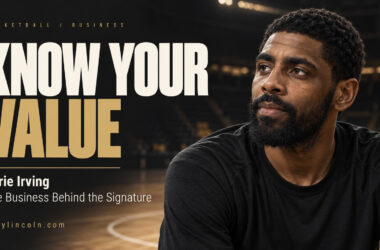 Editorial illustration of Kyrie Irving beside “Know Your Value” and “The Business Behind the Signature.”